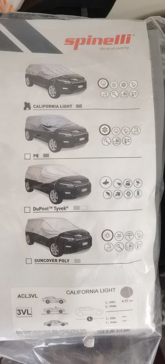 Half Car Cover 3vl Heat-Sealed Seam Spinelli California Light Code Acl3vl