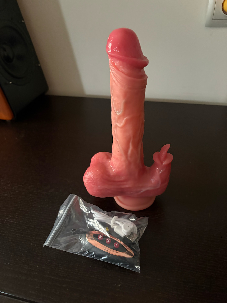 Smd Equalizer Vibrator Realist Dildo 23cm cu Funcție de Lins, Mișcare de Împingere și Încălzire Grosime Extra Flesh