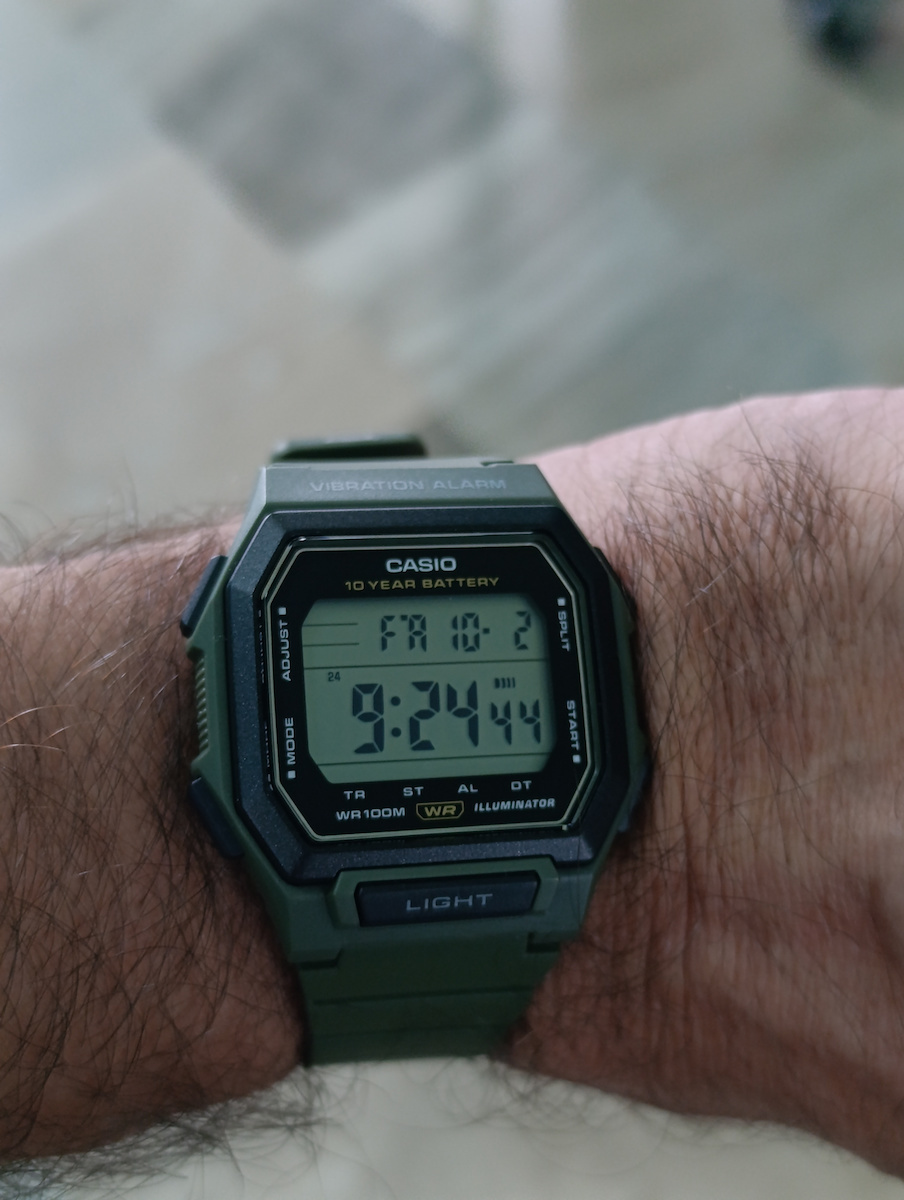 Digital Men's Battery Watch with Green Rubber Strap