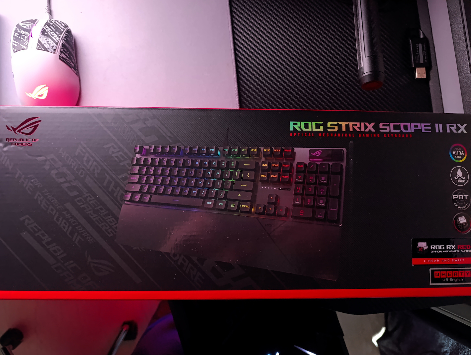 Asus ROG Strix Scope II RX Οπτικό Gaming Πληκτρολόγιο με ROG RX Red διακόπτες και RGB φωτισμό (Αγγλικό US)