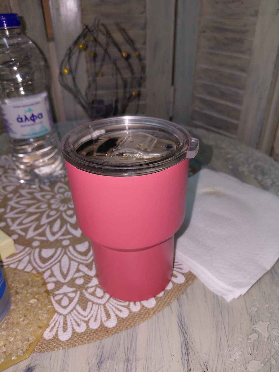 Coffee Mug Lite Save The Aegean Ανακυκλώσιμο Ποτήρι Θερμός Ανοξείδωτο BPA Free 400ml Midnight Black με Καλαμάκι