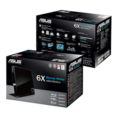 Asus SBW-06D2X-U Εξωτερικός Οδηγός Εγγραφής/Ανάγνωσης Blu-Ray/DVD/CD για Desktop / Laptop Μαύρο
