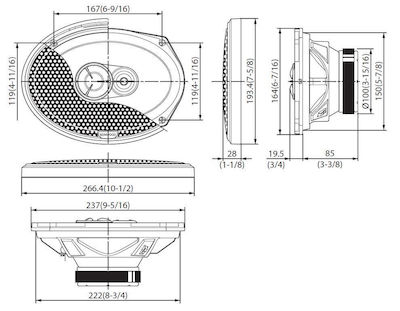 Kenwood Set Boxe Auto KFC-X693 6x9" cu 300W RMS (3 căi)