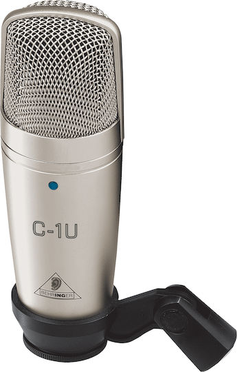 Behringer C-1U Πυκνωτικό Μικρόφωνο USB Shock Mounted για Φωνητικά σε Ασημί Χρώμα