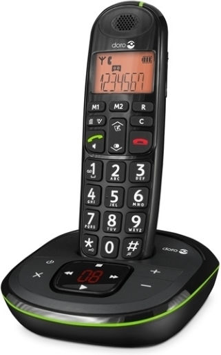 Doro PhoneEasy 105wr Telefon fără fir pentru persoane în vârstă cu funcție de ascultare deschisă Negru