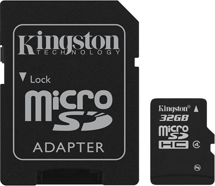 Kingston microSDHC 32GB Class 4 High Speed με αντάπτορα