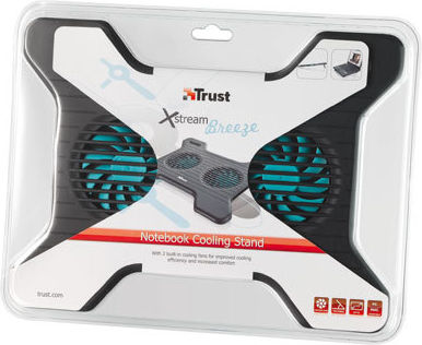 Trust Xstream Breeze Охлаждаща подложка за Лаптоп до 16" с 2 Вентилатори Черен