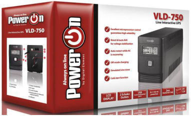 Power On VLD-750 UPS Line-Interactive 750VA with 2 Schuko Power Plugs