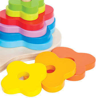Hape Jucărie de Sortare a Formelor Double Rainbow Stacker din Lemn pentru 12++ Luni
