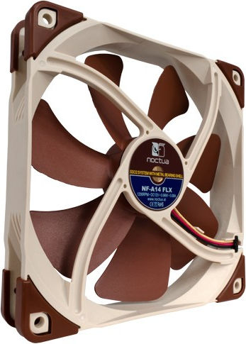 Noctua NF-A14 FLX Case Fan 140mm 1200rpm 67.98cfm Without LEDs Connection 3-Pin 4-Pin Molex Brown