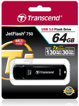 Transcend JetFlash 750 64GB USB 3.0 Стик Черен