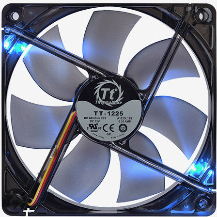 Thermaltake Pure S 12 LED Gehäuselüfter 120mm mit Blau Beleuchtung und Verbindung 3-polig 1Stück Schwarz