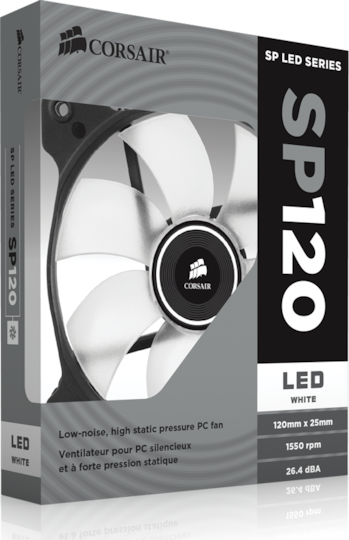 Corsair SP120 LED High Static Pressure 3-Pin White Lighting Case Fan