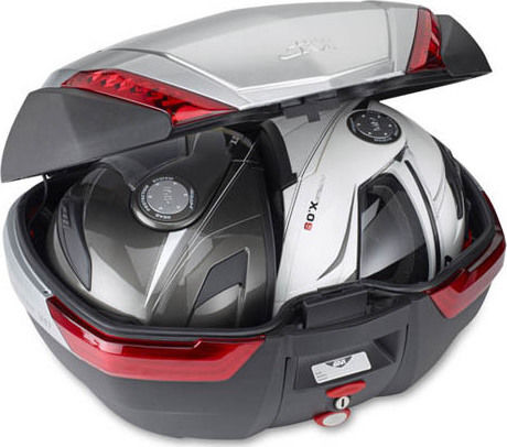 Givi Motorcycle Top Case with Red Reflectors 47L Silver