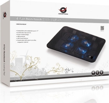 Conceptronic Cooling Pad για Laptop έως 17.3" με 4 Ανεμιστήρες και Φωτισμό (CNBCOOLPADL4F)