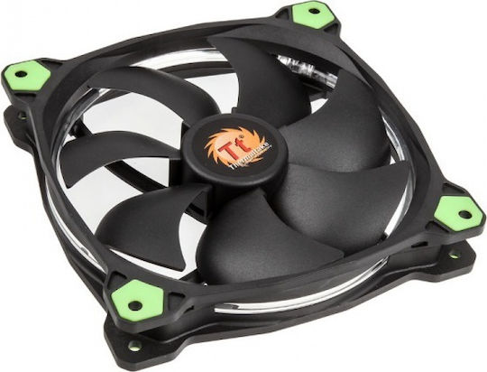 Thermaltake Riing 14 LED Green Case Fan 140mm (1400rpm / 51.15cfm) with Green Lighting and 3-Pin Connection