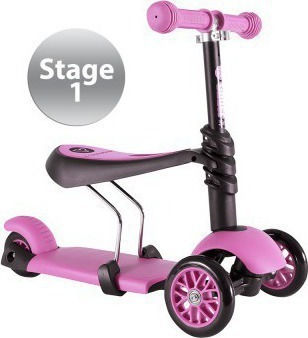 Y Volution Kinderroller Klappbar Y Glider 3 in 1 3-Rad mit Sitz Für 3+ Jahre Rosa