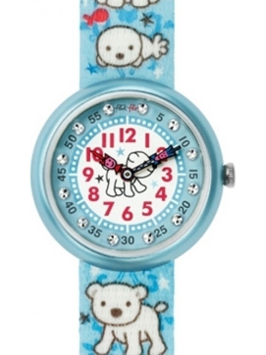 FlikFlak Kinder-Analoguhr Bear Party mit Stoffarmband
