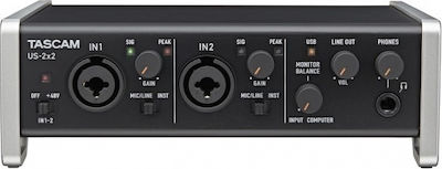 Tascam Εξωτερική Επαγγελματική Κάρτα Ήχου US-2x2 Συνδεσιμότητα USB