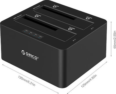 Orico Docking Station pentru 2 Hard Disk-uri SATA 2.5" / 3.5" cu conectivitate USB 3.0 (ORI-6629US3-C-BK)