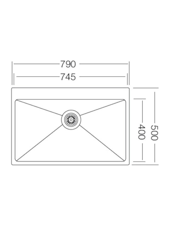 KL Sinks Ένθετος Νεροχύτης Inox Σατινέ Μ79xΠ50cm Ασημί