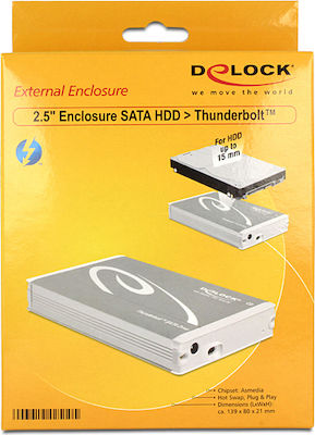 DeLock Hard Drive Case 2.5" SATA III with connection Thunderbolt in Silber color
