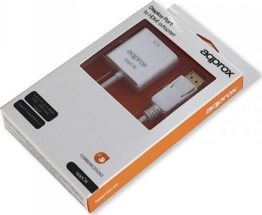 Approx APPC16 Μετατροπέας DisplayPort male σε HDMI female Λευκό 1τμχ