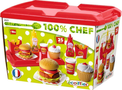 Ecoiffier Kochspielzeug / Küchenutensilien Hamburger Set 36Stück