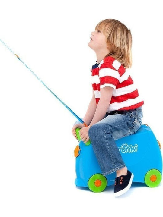 Trunki Terrance Детски Куфар За Пътуване Кабинен Твърд Син С 4 Колела Височина 31см