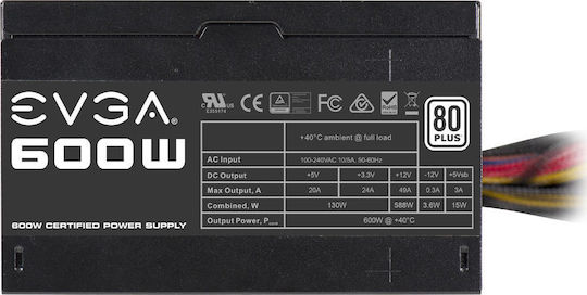 EVGA 600 W1 600W Μαύρο Τροφοδοτικό Υπολογιστή Full Wired 80 Plus Standard