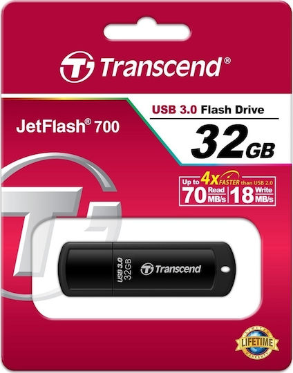 Transcend JetFlash 700 32GB USB 3.0 Stick Black