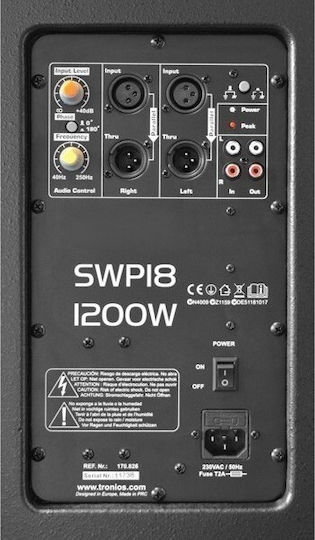 Vonyx SWP18 Pro 170.826 Autoîntăritor Subwoofer PA 600W 18" 43.5x55x61.5cm.