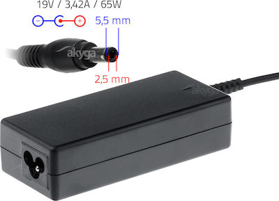 Akyga Laptop Charger 65W 19V 3.42A for Toshiba without Power Cord