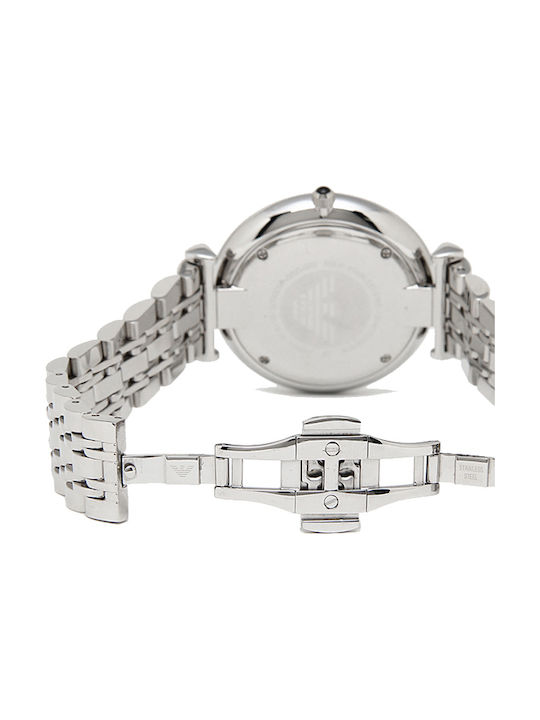 Emporio Armani Classic Watch Uhr Chronograph Batterie mit Silber Metallarmband