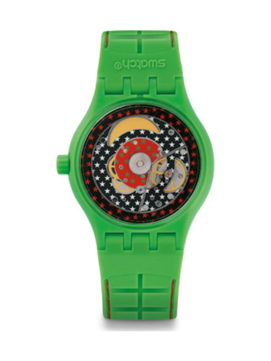 Swatch Sistem Frog Watch Automatic with Green Rubber Strap
