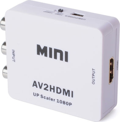 AV2HDMI Konverter RCA weiblich zu HDMI weiblich Weiß