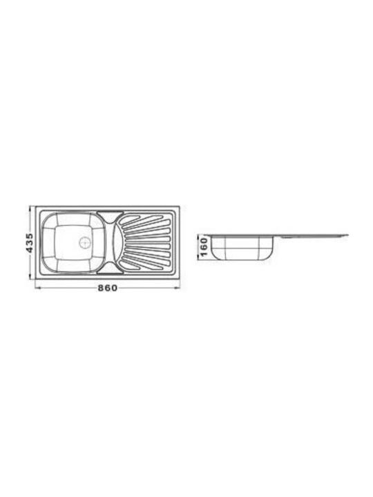 Donau Επικαθήμενος Νεροχύτης Inox Σατινέ Μ86xΠ43.5cm Ασημί