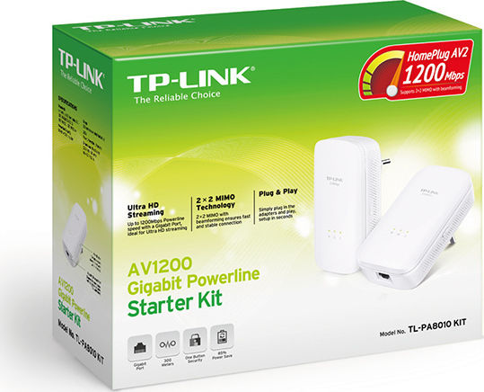 TP-LINK TL-PA8010 Kit v1 Powerline Διπλό για Ενσύρματη Σύνδεση και Θύρα Gigabit Ethernet
