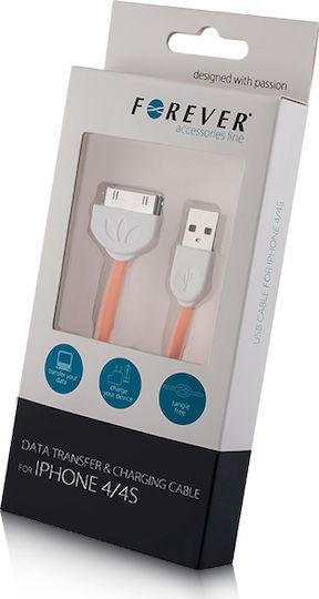 Forever Flat USB to 30-Pin Cable Πορτοκαλί 1m (319630)