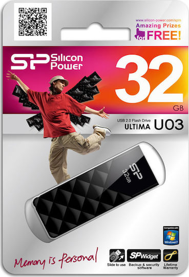 Silicon Power Ultima U03 32GB USB 2.0 Stick Μαύρο