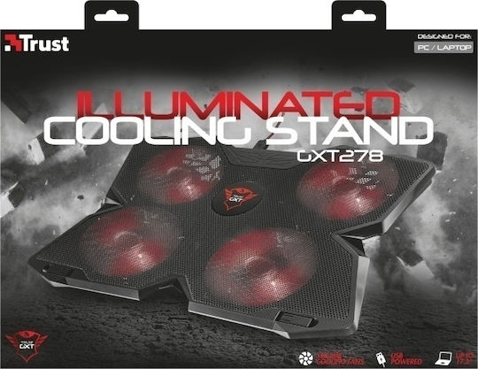 Trust GXT 278 Yozu Cooling Pad για Laptop έως 17.3" με 4 Ανεμιστήρες και Φωτισμό