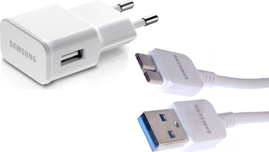 Samsung Φορτιστής με Θύρα USB-A και Καλώδιο micro USB Λευκός (EP-TA10)