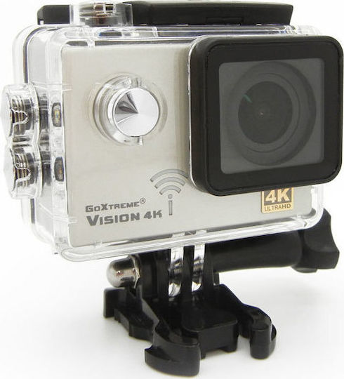 EasyPix GoXtreme Vision 4K 64GB Action-Kamera 4K Ultra HD Unterwasser (mit Gehäuse) und Wi-Fi Silber