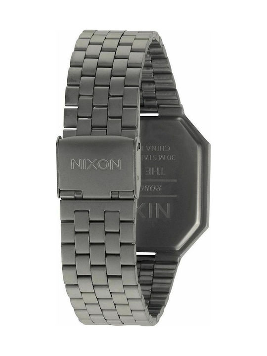 Nixon Re-run Цифров Часовник Батерия с сребърен Метална Гривна