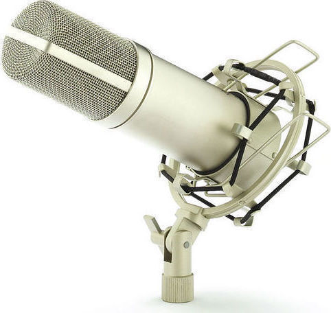 MXL 2006 Condenser Microphone XLR Shock Mounted for Vocals in Silver Color
