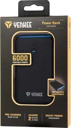 Yenkee YPB 0160 Power Bank 6000mAh με 2 Θύρες USB-A Μαύρο