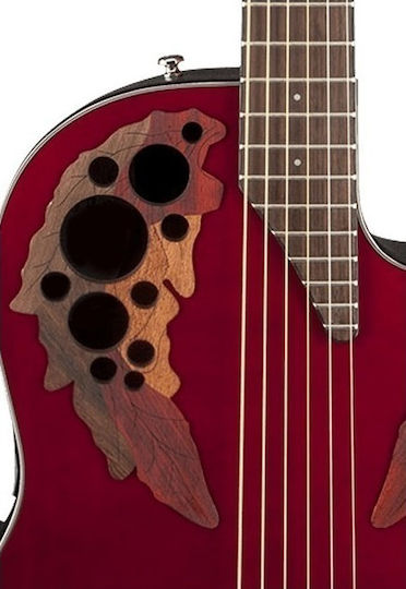Ovation Akustisch Gitarre Celebrity Elite CE44 Ausschnitt Rot