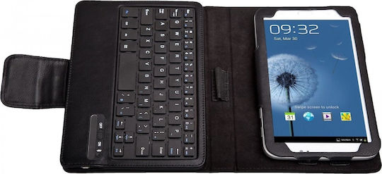 Blun Buchhülle mit Bluetooth Tastatur Klappdeckel Englisch US Schwarze (Galaxy Tab 3 7.0)