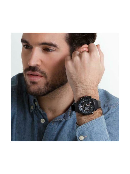 Citizen Promaster Sky Ανδρικό Ρολόι 46mm Χρονογράφος Eco - Drive με Μαύρο Καουτσούκ Λουράκι