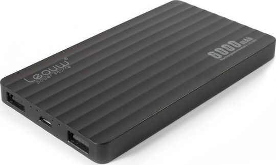 Leouw LE-360 Power Bank 6000mAh с 2 USB-A порта Черен